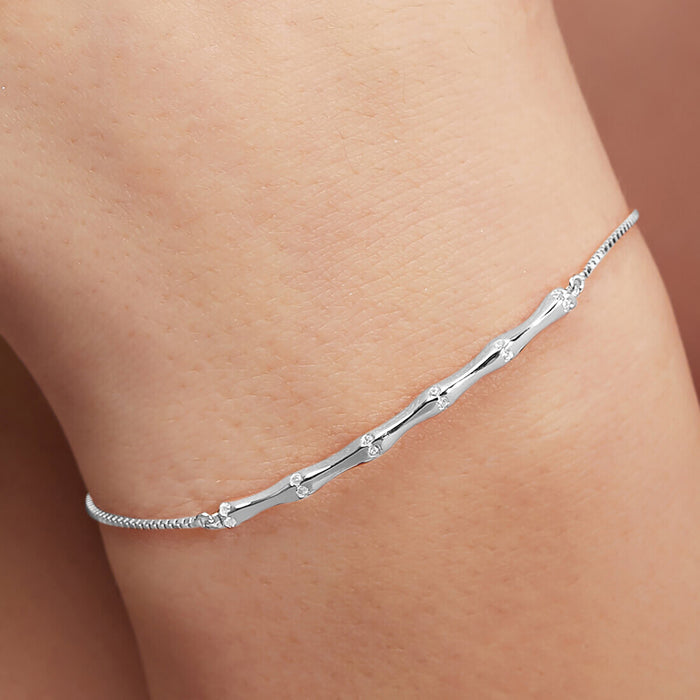 Bamboo Look 925 Silver Bracelet