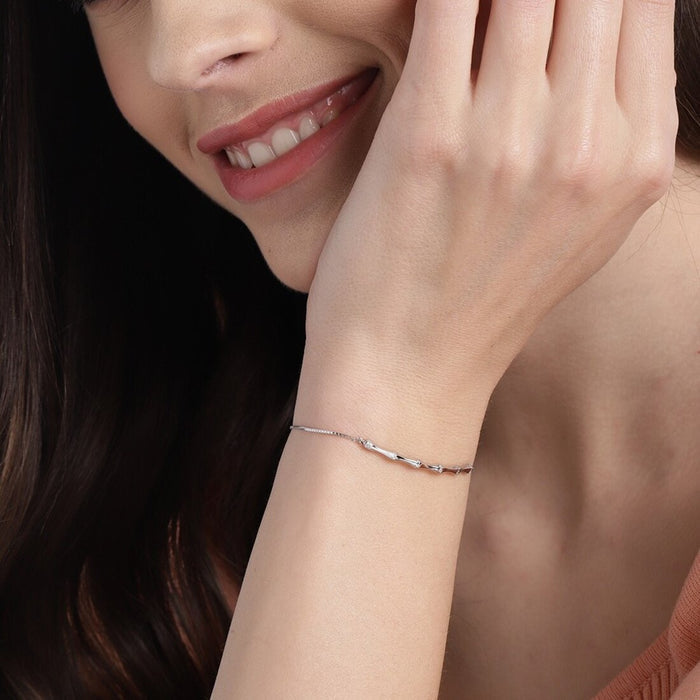 Bamboo Look 925 Silver Bracelet
