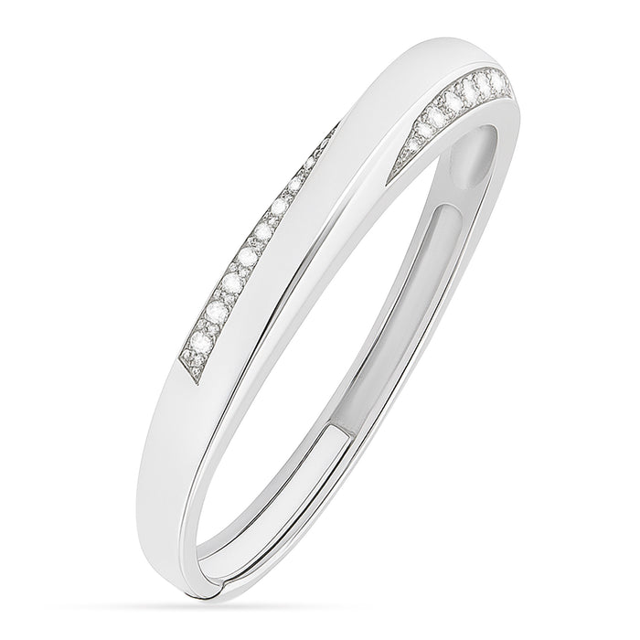 Band of Love Rhodium Plated 925 Silver Womens Ring (Adjustable)