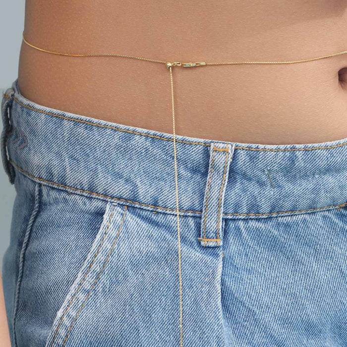 Bare Elegance Gold Plated 925 Silver Box Chain Waist Chain (Sliding)