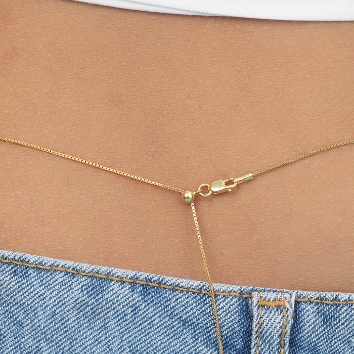 Bare Elegance Gold Plated 925 Silver Box Chain Waist Chain (Sliding)