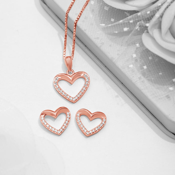 Be my Valentine Rose Gold 925 Silver Jewellery Set