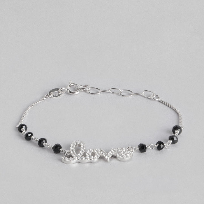 Beaded Black Love 925 Sterling Silver Bracelet