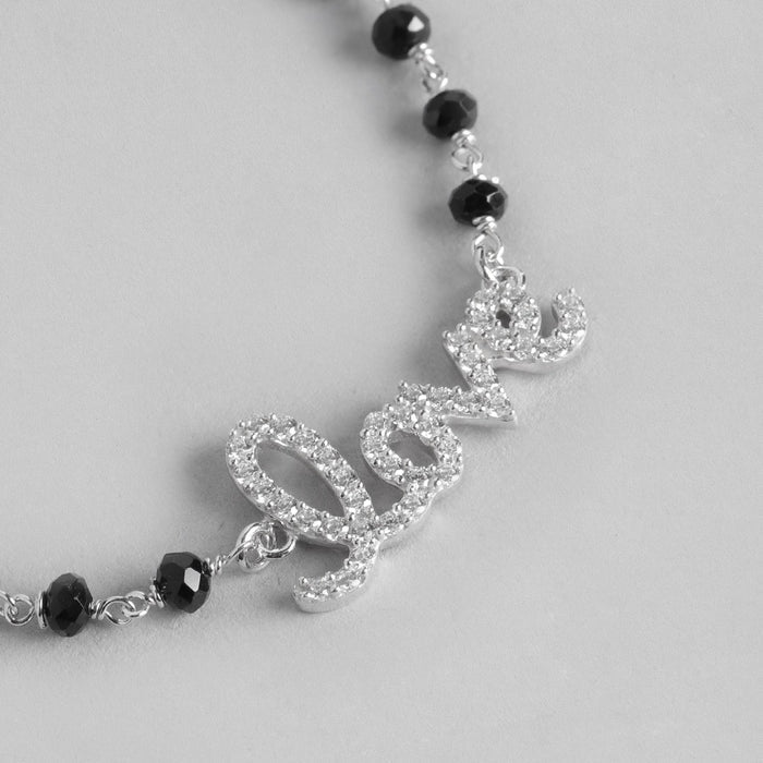 Beaded Black Love 925 Sterling Silver Bracelet