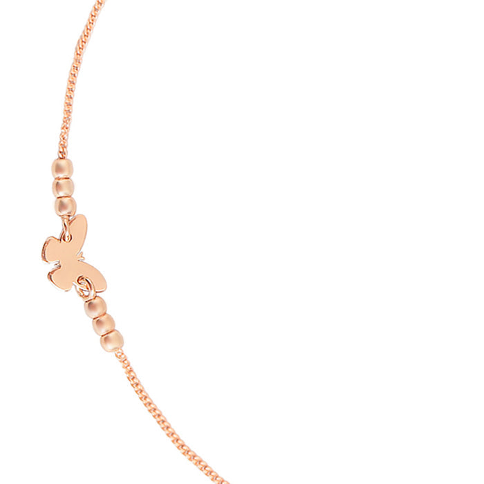 Beaded Butterfly Rose Gold Plated 925 Sterling Silver Anklet