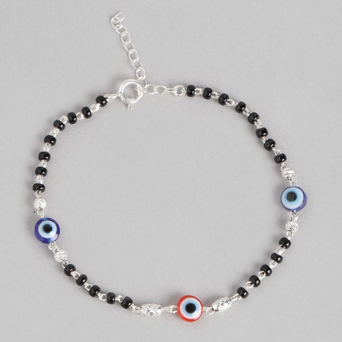 Beaded Evil Eye 925 Sterling Silver Bracelet