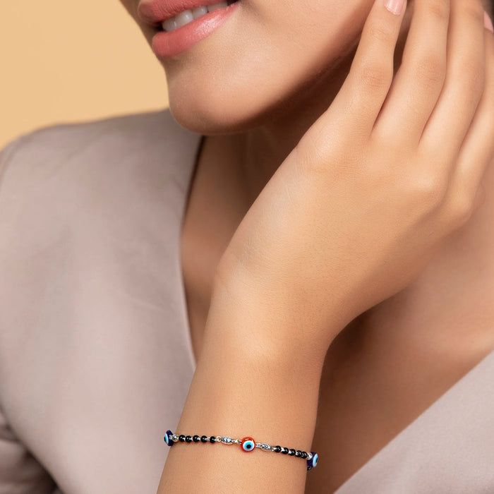 Beaded Evil Eye 925 Sterling Silver Chain Bracelet Gift Hamper