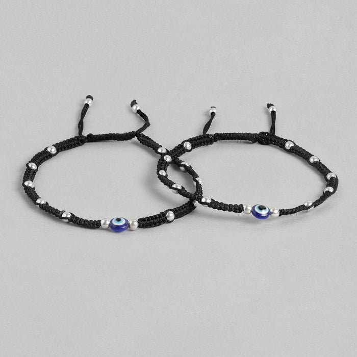 Beaded Evil Eye 925 Sterling Silver Thread Anklet