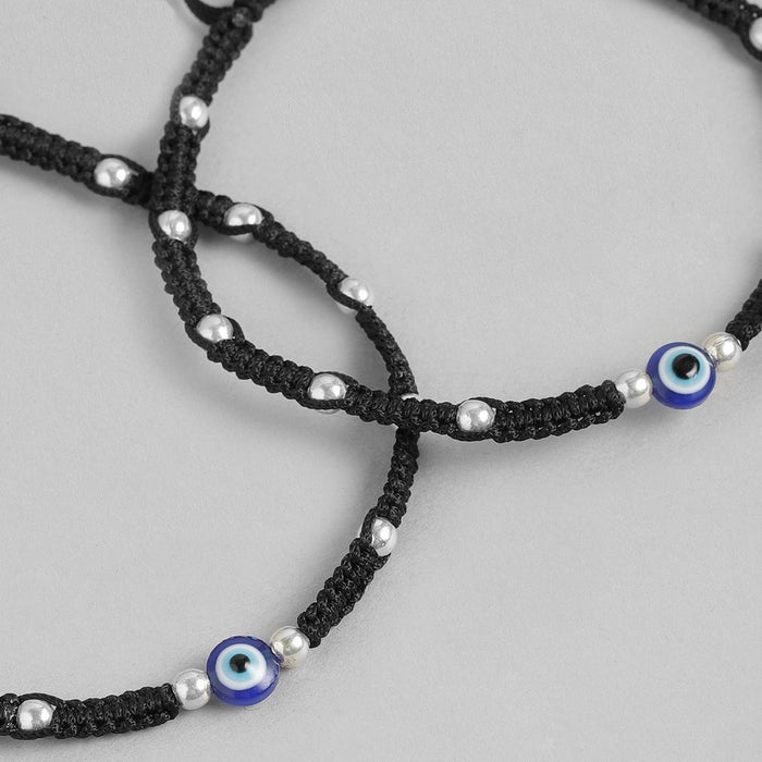 Beaded Evil Eye 925 Sterling Silver Thread Anklet