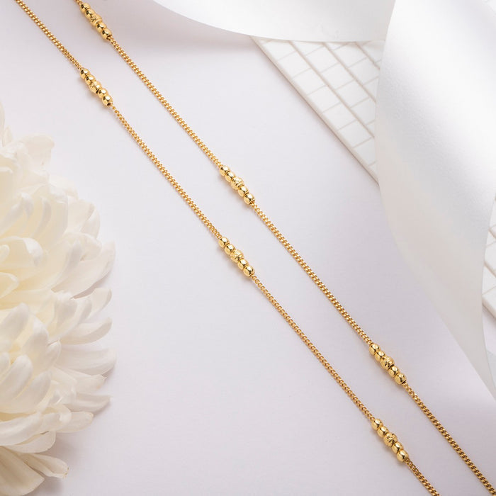 Beaded Gold-Plated 925 Sterling Silver Chained Anklet