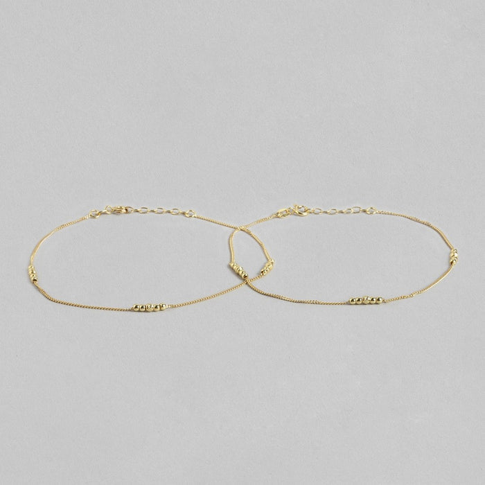 Beaded Gold-Plated 925 Sterling Silver Chained Anklet