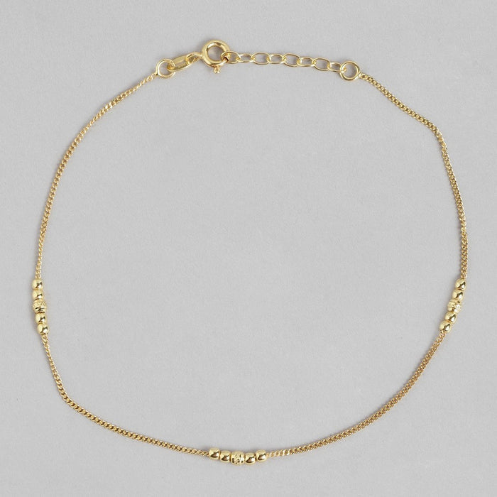 Beaded Gold-Plated 925 Sterling Silver Chained Anklet