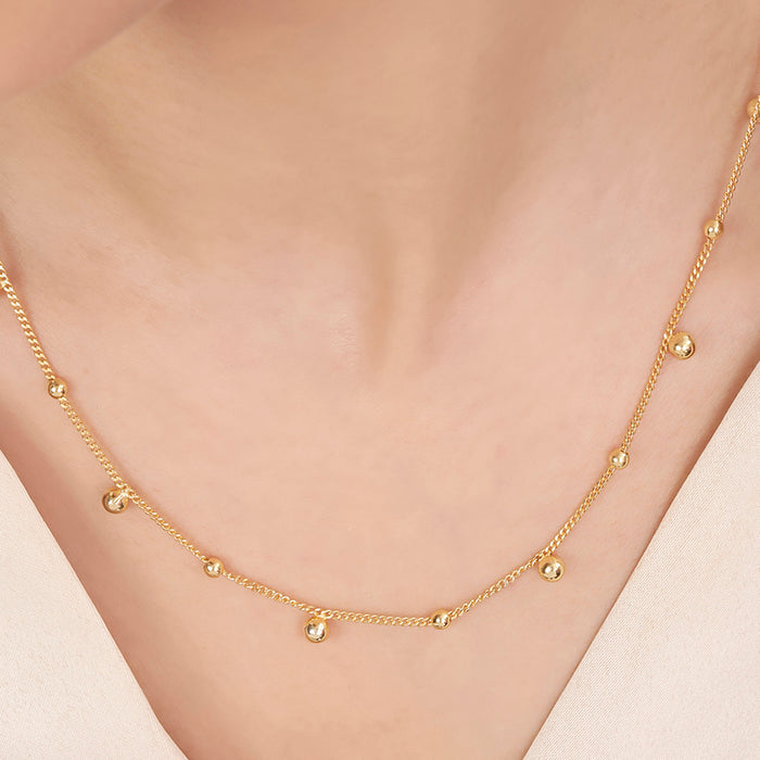 Beaded Gold Plated 925 Sterling Silver Necklace