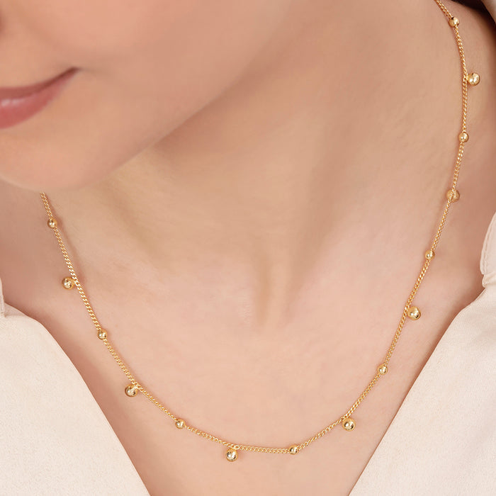 Beaded Gold Plated 925 Sterling Silver Necklace