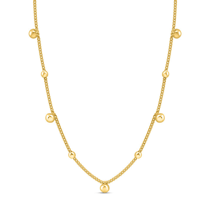 Beaded Gold Plated 925 Sterling Silver Necklace