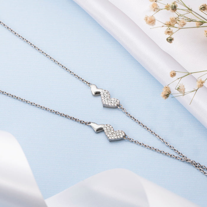 Beating Heart 925 Sterling Silver Combo Bracelet