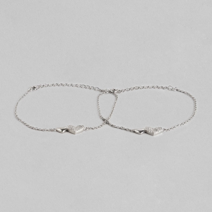 Beating Heart 925 Sterling Silver Combo Bracelet
