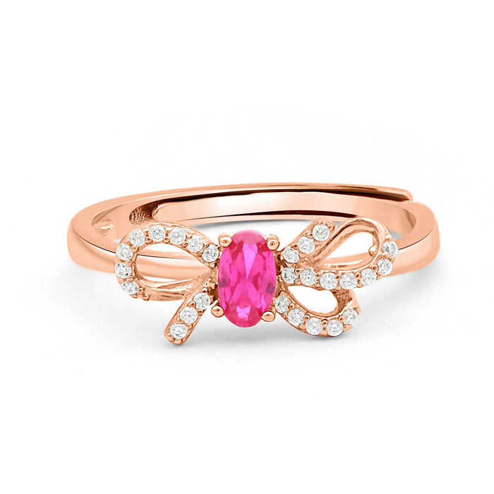 Beautiful Bow Rose Gold Plated 925 Sterling Silver Ring