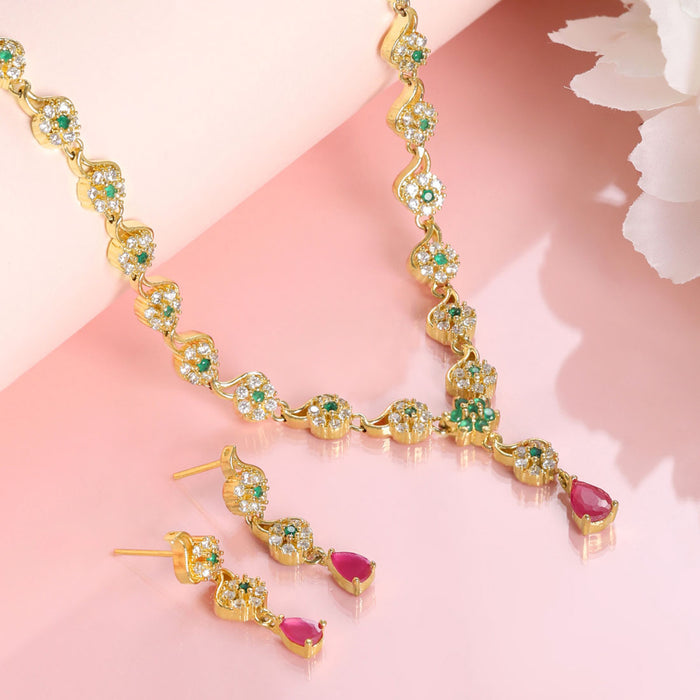 Beautifully Glittering Gold Plated 925 Sterling Silver Jewelry Set