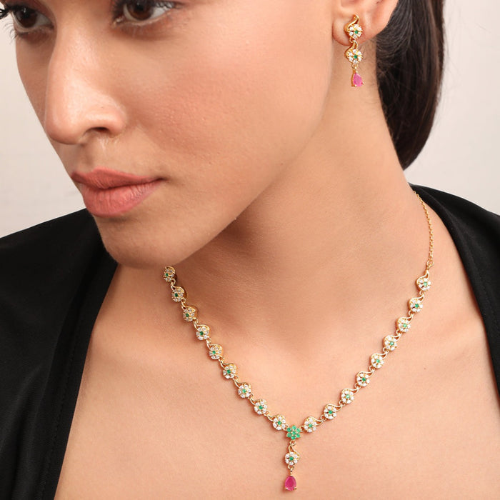 Beautifully Glittering Gold Plated 925 Sterling Silver Jewelry Set