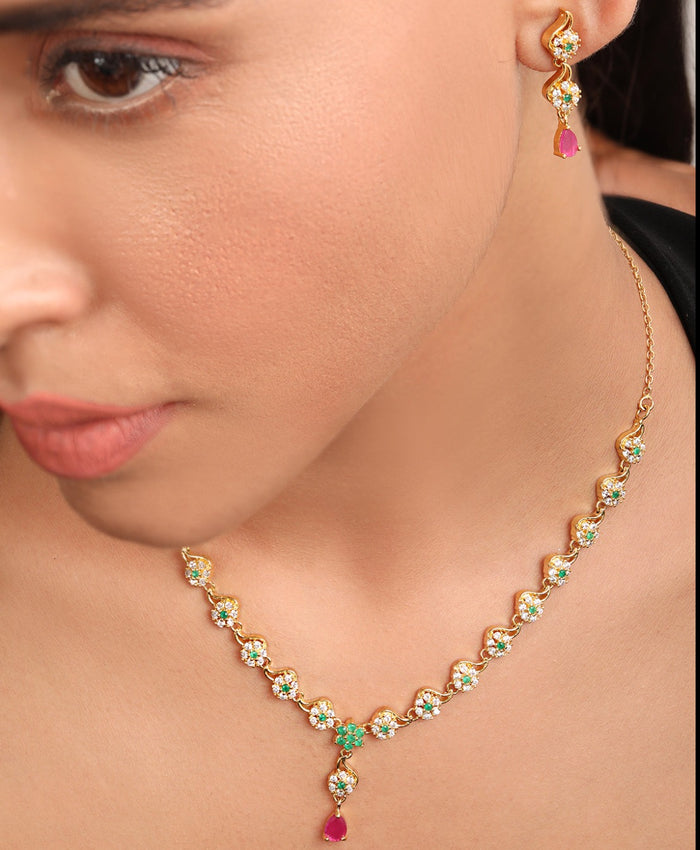 Beautifully Glittering Gold Plated 925 Sterling Silver Jewelry Set