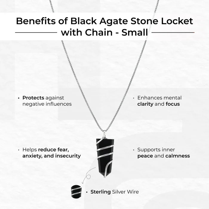 Black Agate Stone Locket with Chain - view 4