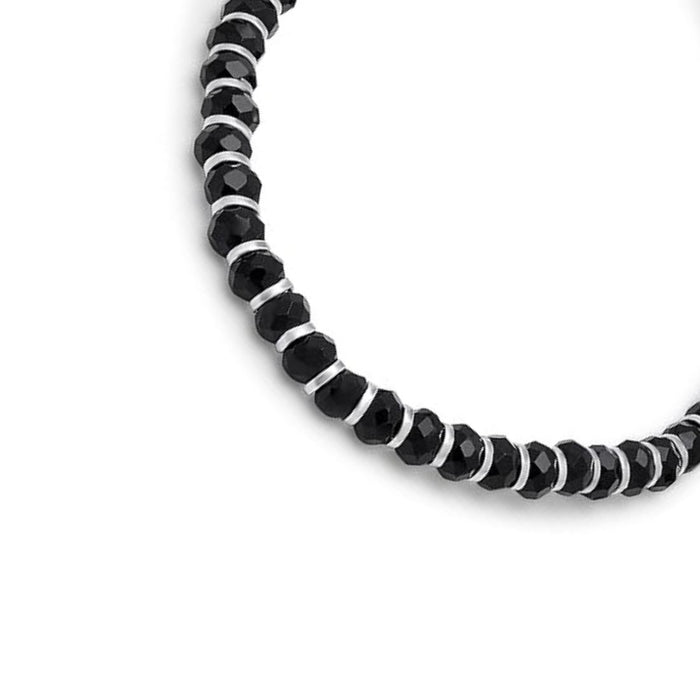 Black Bead Rhodium Plated 925 Silver Bracelet