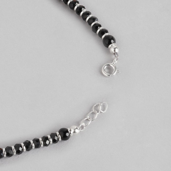 Black Bead Stones 925 Sterling Silver Anklet