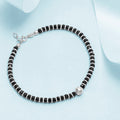 Black Beads 925 Silver Bold Bracelet in Silver Chain