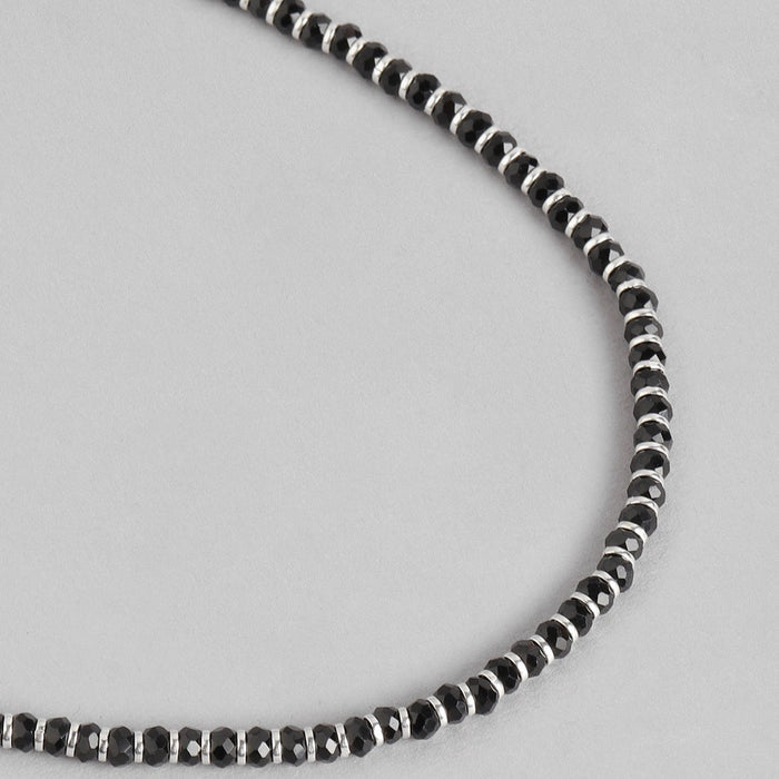 Black Beads 925 Sterling Silver Necklace