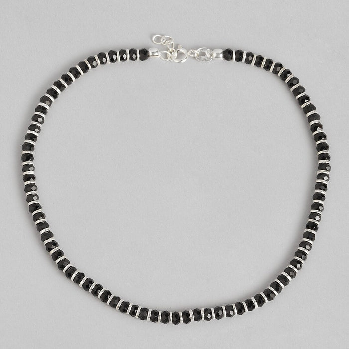 Black Beads Nazariya 925 Silver Chain Anklets