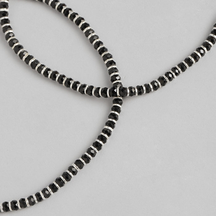 Black Beads Nazariya 925 Silver Chain Anklets
