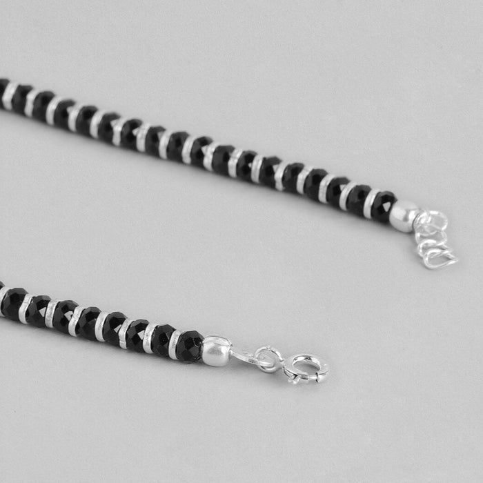 Black Beads Nazariya 925 Silver Chain Anklets