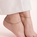 Black Cable Rhodium Plated 925 Silver Box Chain Anklet
