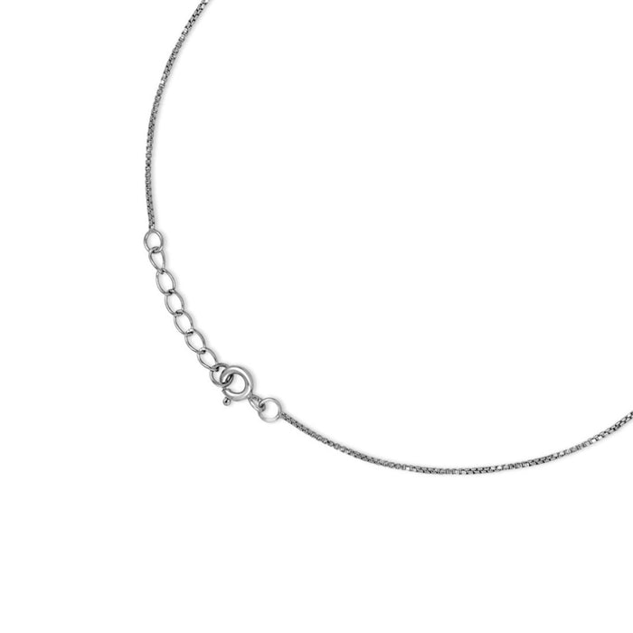 Black Cable Rhodium Plated 925 Silver Box Chain Anklet