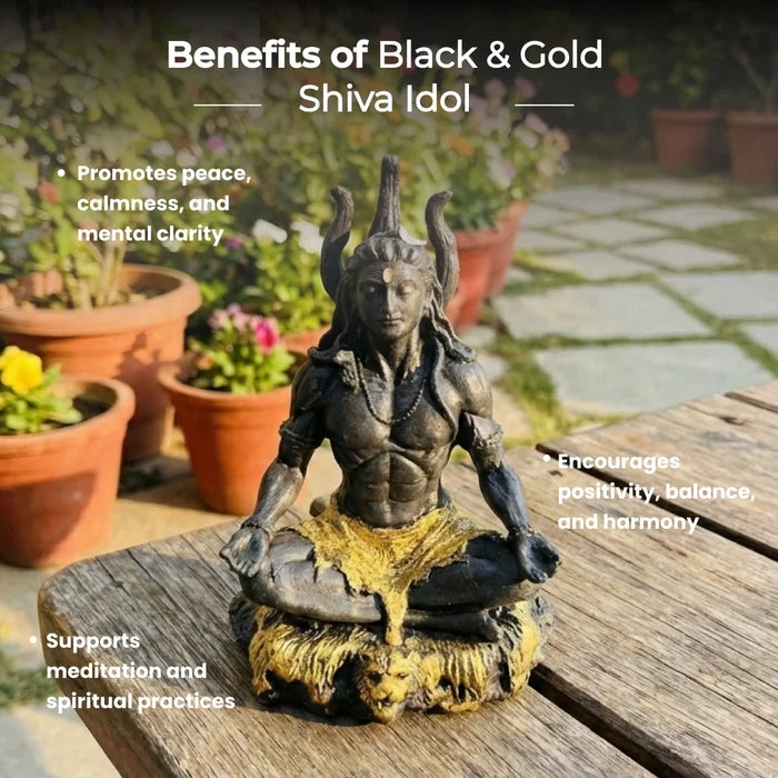 Black & Gold Shiva Idol – For Car, Office & Home - view 5