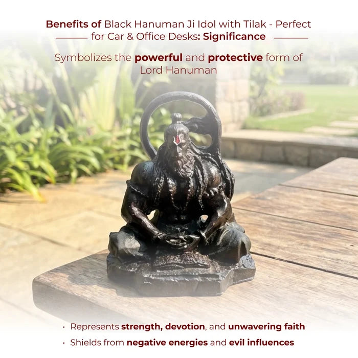 Black Hanuman Ji Idol with Tilak - Perfect for Car & Office Desks - view 4