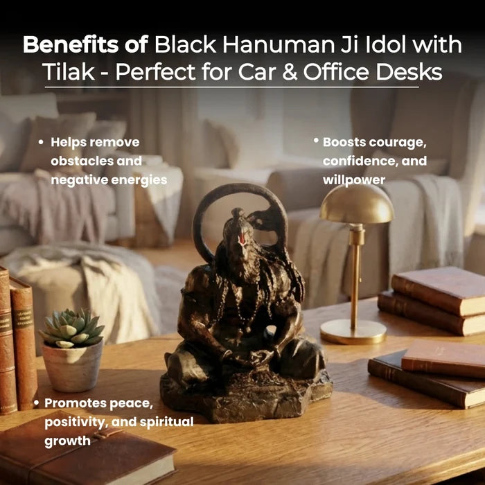 Black Hanuman Ji Idol with Tilak - Perfect for Car & Office Desks - view 5