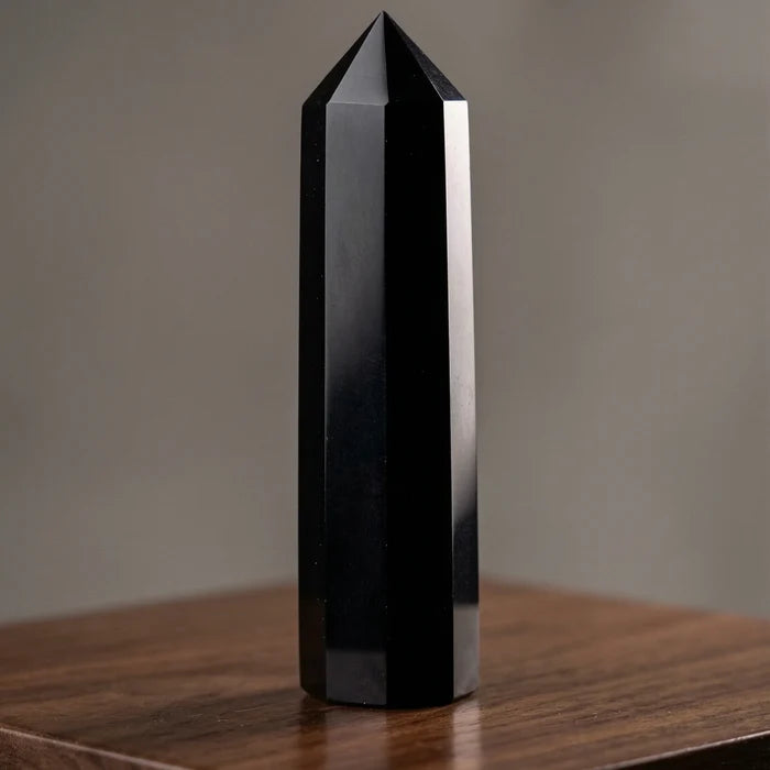 Black Obsidian Crystal Tower: Protection & Grounding - view 2