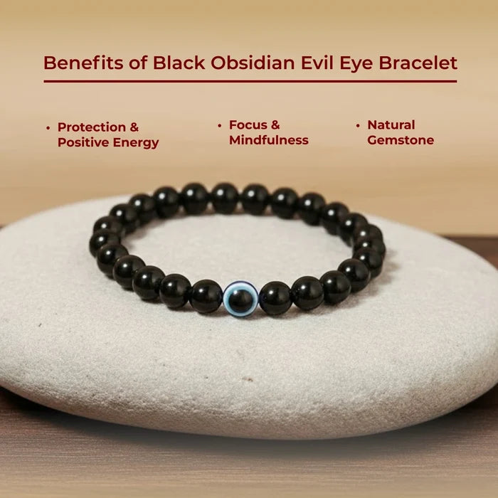 Black Obsidian Evil Eye Bracelet - view 3