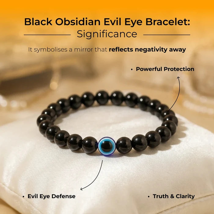 Black Obsidian Evil Eye Bracelet - view 4