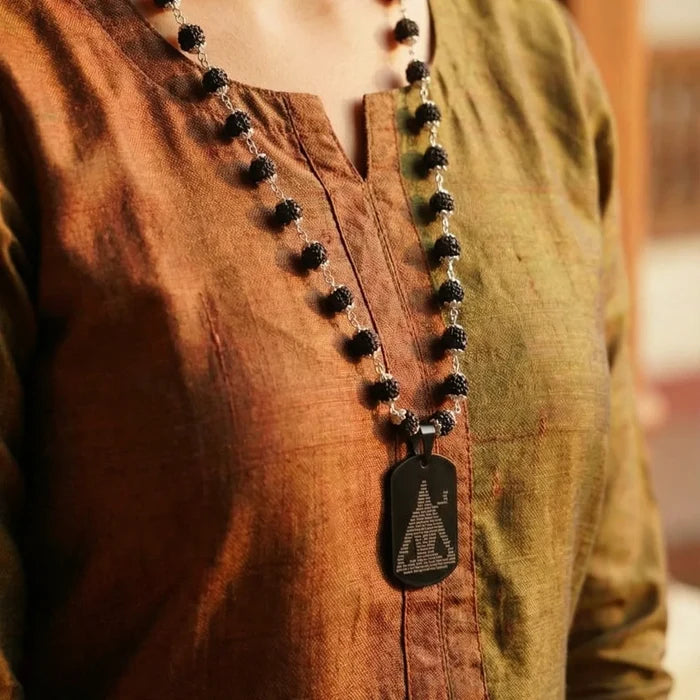 Black Rudraksha Necklace with Shivji Pendant - view 2