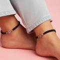 Black Thread Flower 925 Sterling Silver Anklet