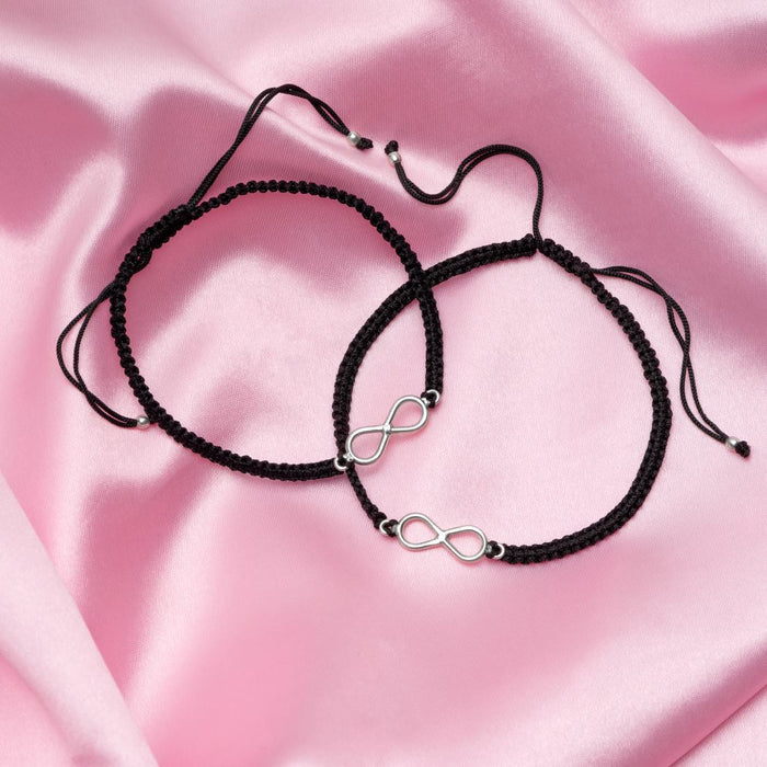 Black Thread Infinity 925 Sterling Silver Anklet