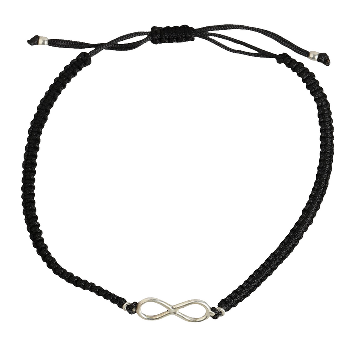 Black Thread Infinity 925 Sterling Silver Anklet