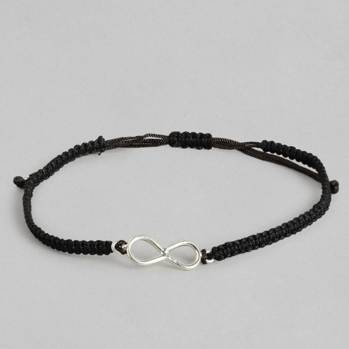 Black Thread Infinity 925 Sterling Silver Anklet