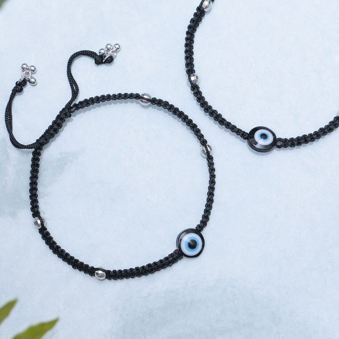 Black Thread with Evil Eye 925 Silver Anklet