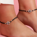 Black Thread Woven Thread Anklets in 925 Sterling Silver