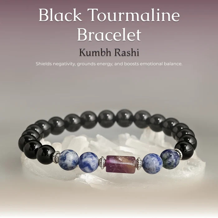 Black Tourmaline Bracelet (Kumbh Rashi) Aquarius