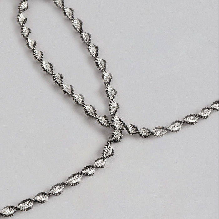 Black Twisted Weave 925 Sterling Silver Anklet